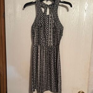 Black and White Patterned Women's Dress